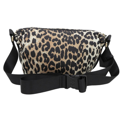GANNI Ganni Beautiful Leopard Animal Print Shoulder Bag Women's Black x Beige Black/Beige Shoulder Bag