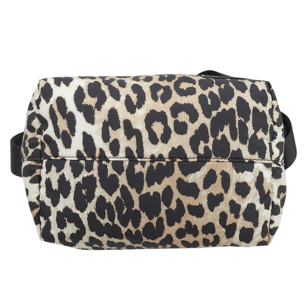 GANNI Ganni Beautiful Leopard Animal Print Shoulder Bag Women's Black x Beige Black/Beige Shoulder Bag