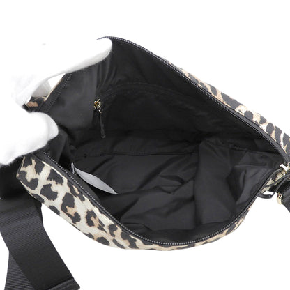 GANNI Ganni Beautiful Leopard Animal Print Shoulder Bag Women's Black x Beige Black/Beige Shoulder Bag