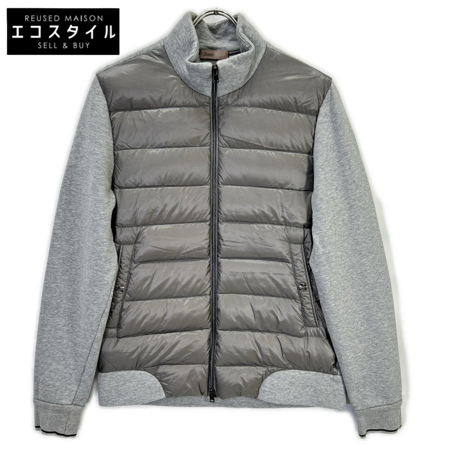[guji Exclusive] JP005UR-M01 2021 Grey Light Down Hybrid Stand Collar Blouson Jacket 46 Men's