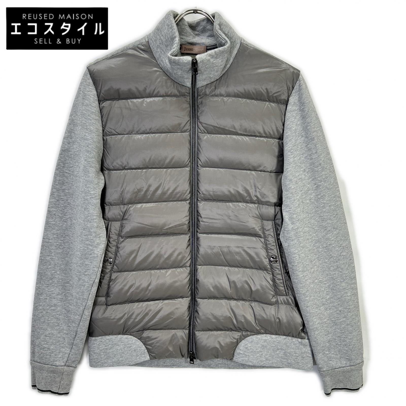 [guji Exclusive] JP005UR-M01 2021 Grey Light Down Hybrid Stand Collar Blouson Jacket 46 Men's