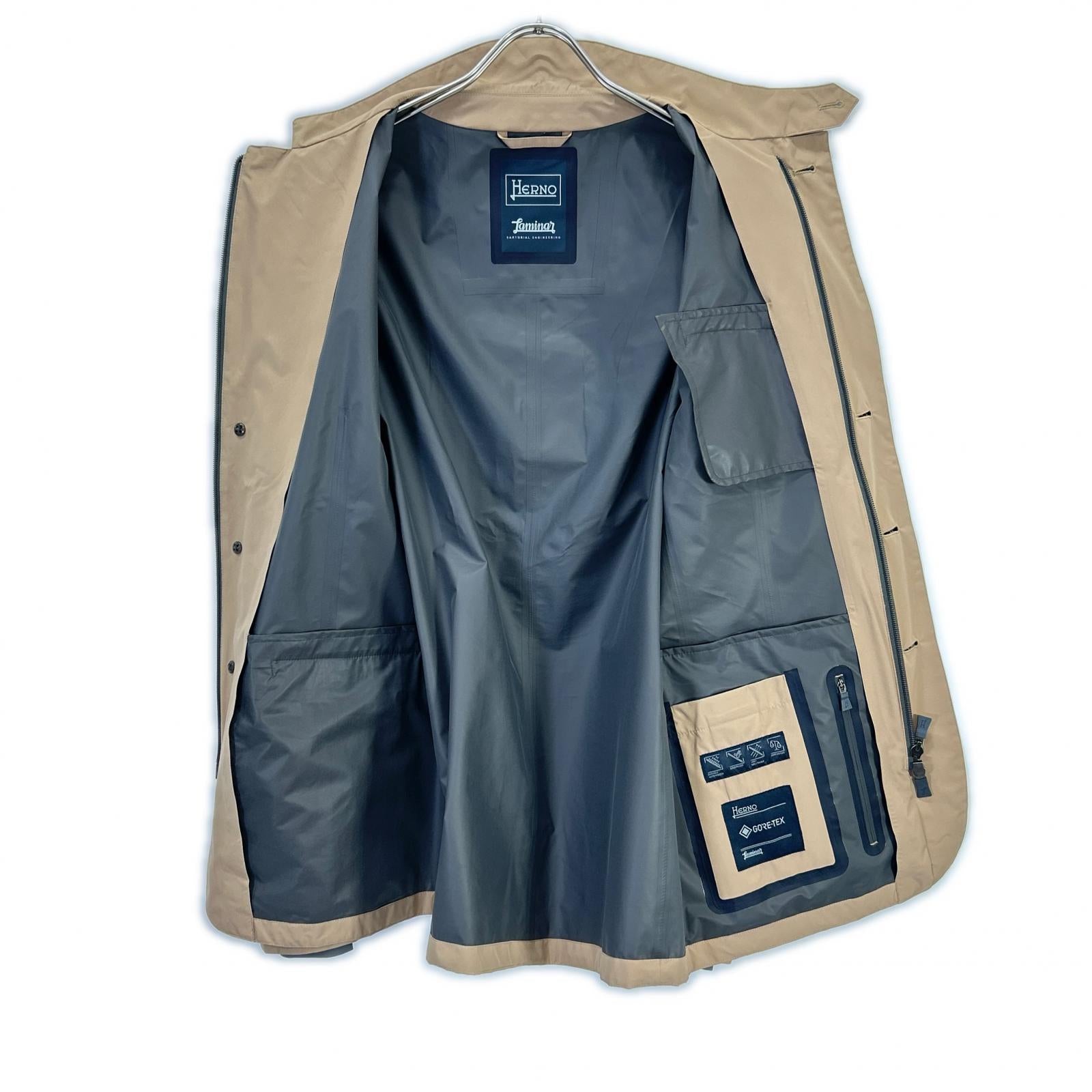 HERNO Herno GA017UL 19' Beige Laminar 2-Layer Stand Collar Double Zip Blouson Light Jacket Coat