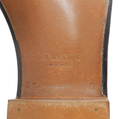 J.M. WESTON J.M. Weston Excellent Condition 180 Black Patent Leather D-width 41 Last Single Leather Sole Signature Loafers Size 5 Shoes