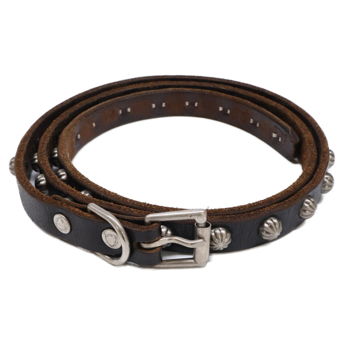 HTC Umbrella Concho Studs Narrow Leather Belt