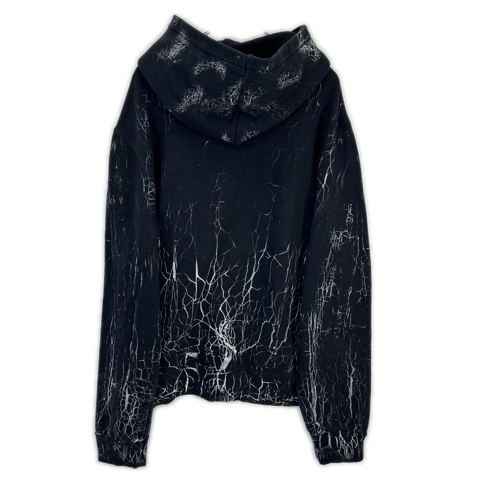 AMIRI アミリ ブラック×ホワイト CRACKED DYE CORE/クラックダイコア ロゴフーディ トップス