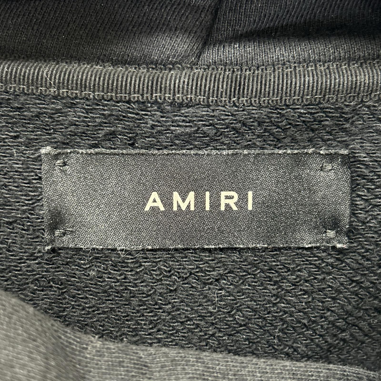 AMIRI アミリ ブラック×ホワイト CRACKED DYE CORE/クラックダイコア ロゴフーディ トップス