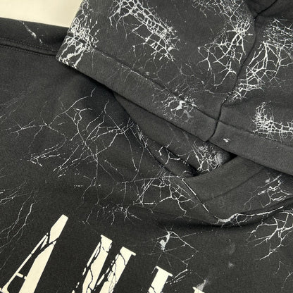 AMIRI アミリ ブラック×ホワイト CRACKED DYE CORE/クラックダイコア ロゴフーディ トップス
