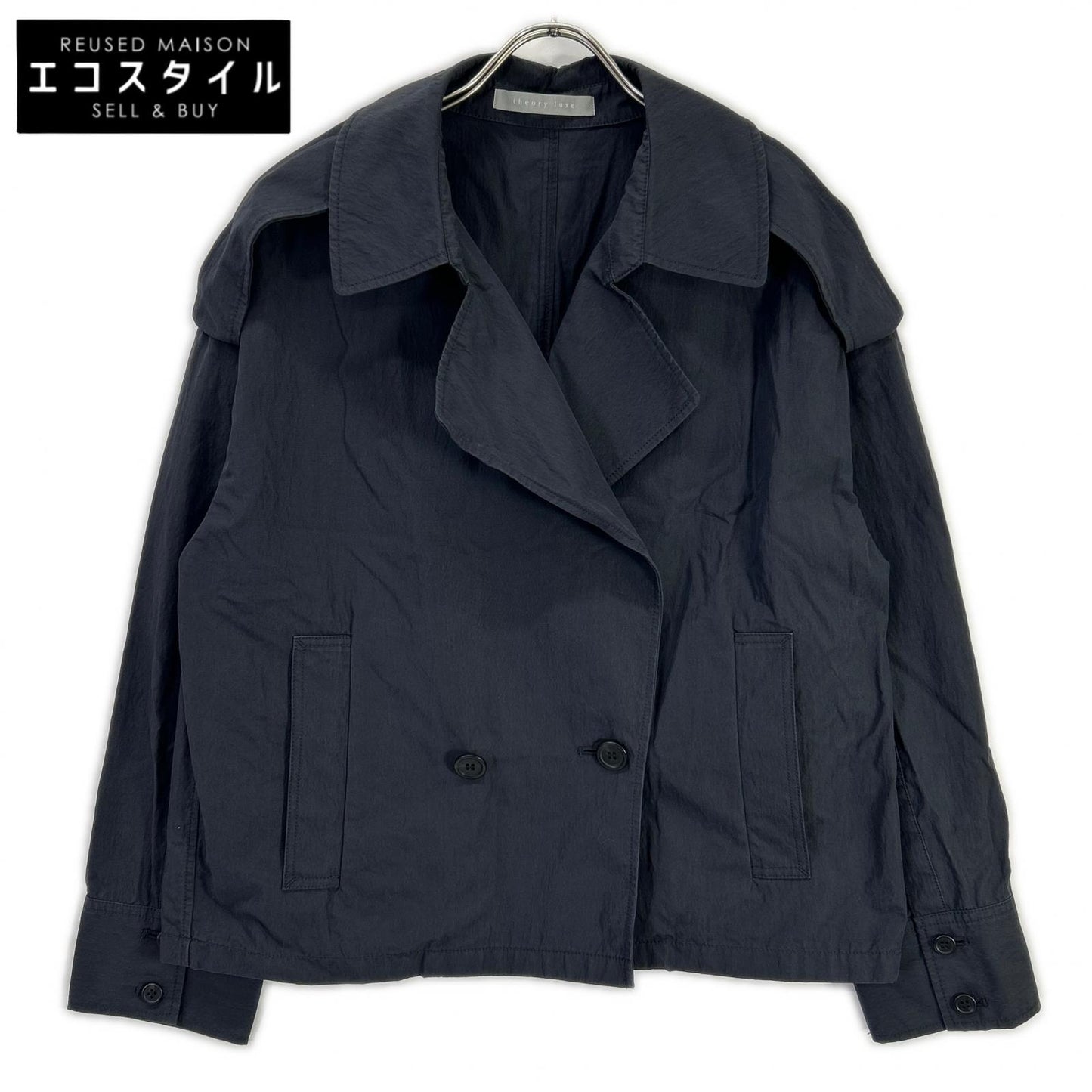 theory luxe セオリーリュクス 03-5109615 25年製 ネイビー Loe kirs ten Coat ショートトレンチコート ジャケット