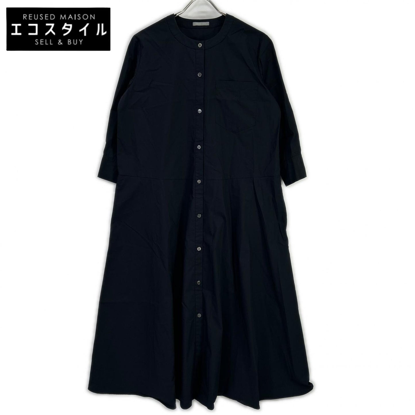 theory luxe セオリーリュクス 03-4105512 24年製 ネイビー Tech Poplin Stania バンドカラーシャツワンピース ワンピース