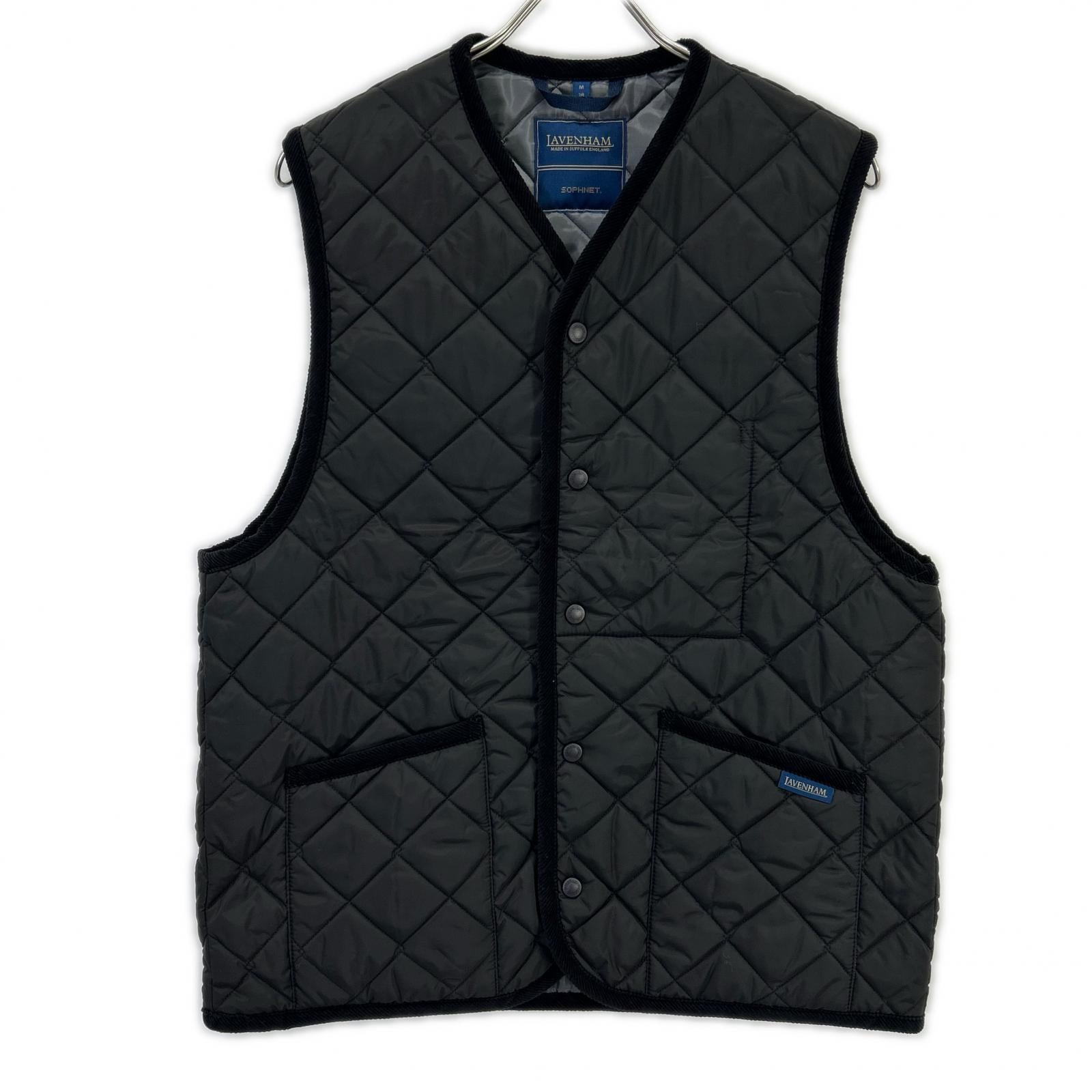 【×SOPHNET.】LV10056 24AW Made in England Black OVERSIZED THORNHAM Oversized Quilted Vest Vest M/38 Men's