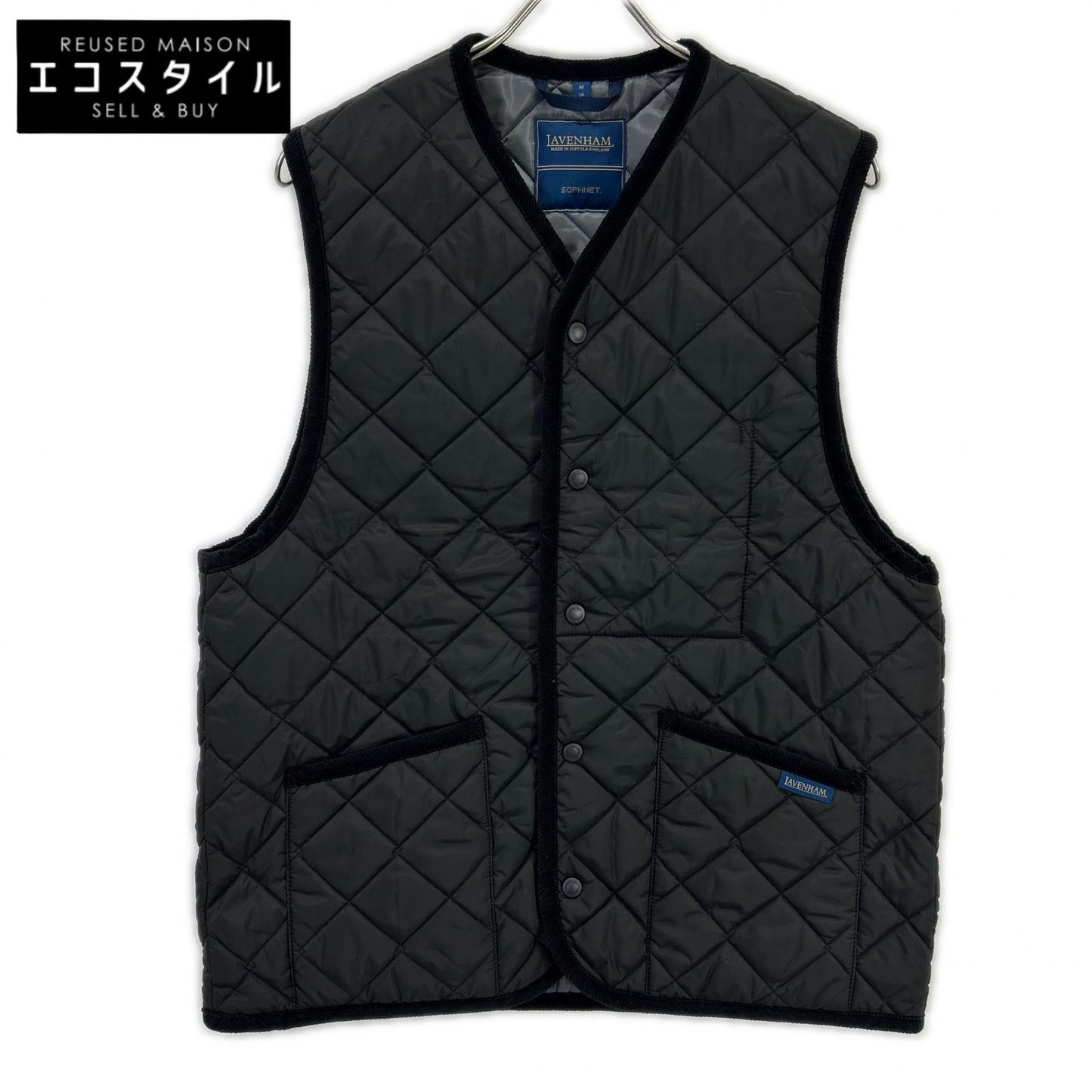 【×SOPHNET.】LV10056 24AW Made in England Black OVERSIZED THORNHAM Oversized Quilted Vest Vest M/38 Men's