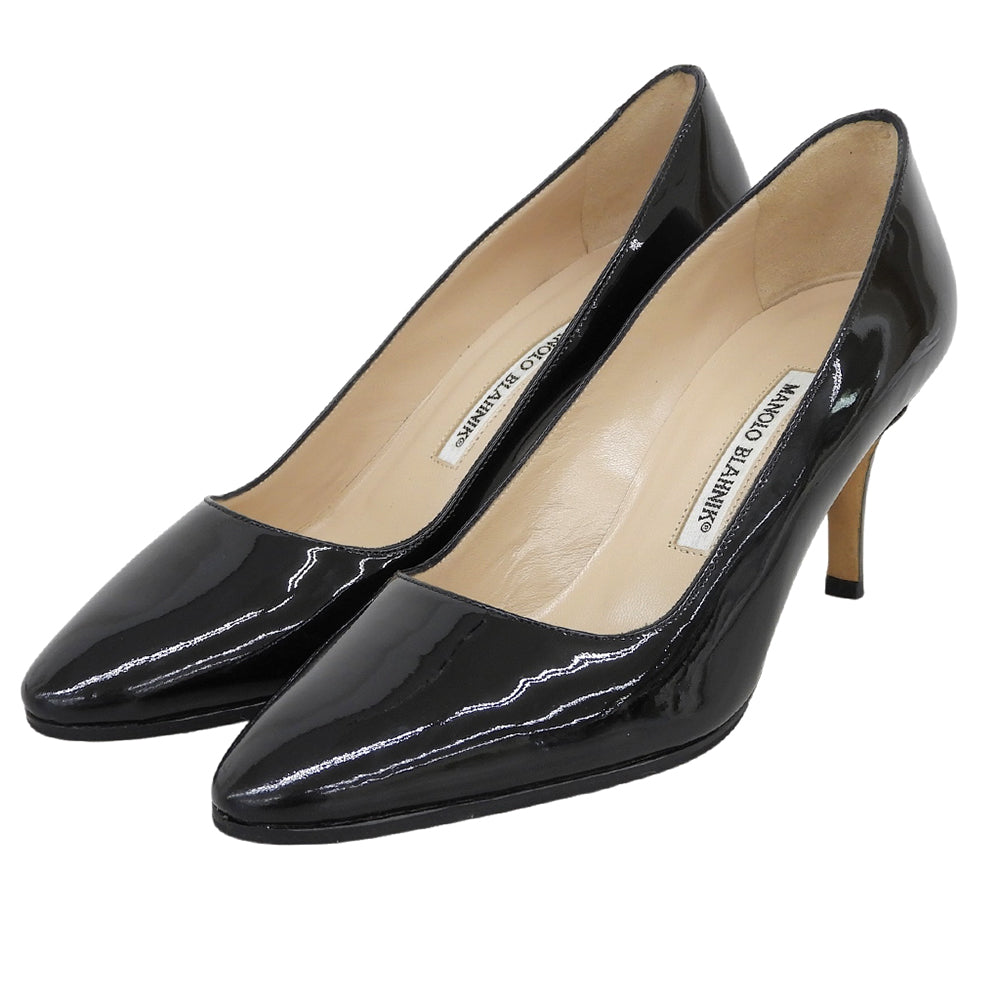 MANOLO BLAHNIK ブラック ハイヒール 37 MANOLO BLAHNIK マノロブラニク ブラック パテント ハイヒール