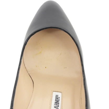 MANOLO BLAHNIK マノロブラニク ブラック パテント ハイヒール シューズ レディース 37 シューズ