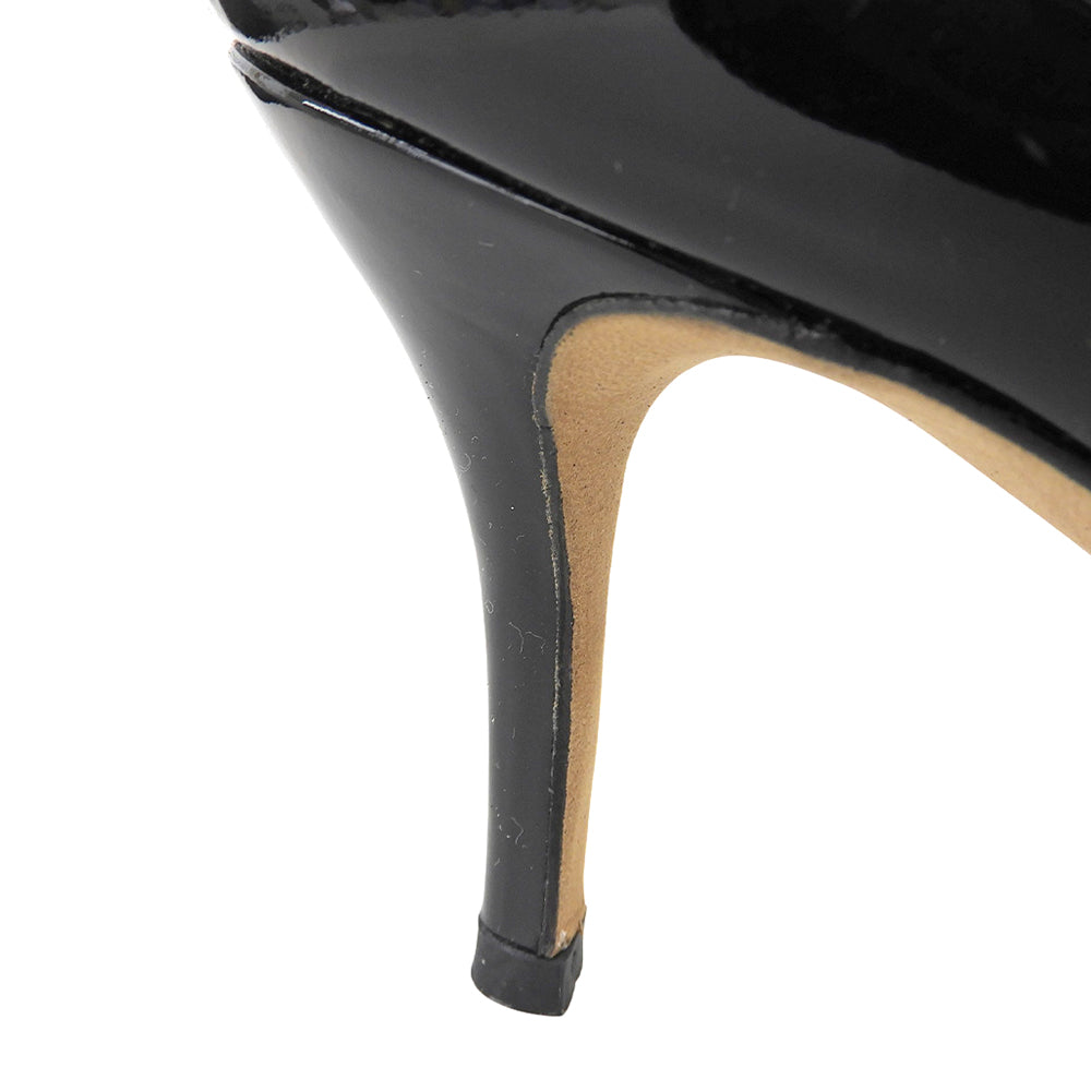 MANOLO BLAHNIK マノロブラニク ブラック パテント ハイヒール シューズ レディース 37 シューズ