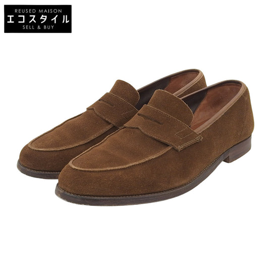 Crockett&Jones クロケット＆ジョーンズ 314ラスト スエード RICHMOND コインローファー シューズ メンズ ブラウン 9 1/2 E シューズ