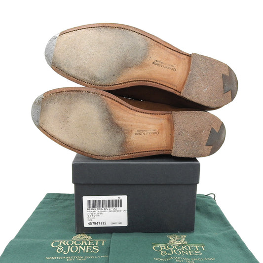 Crockett&Jones クロケット＆ジョーンズ 314ラスト スエード RICHMOND コインローファー シューズ メンズ ブラウン 9 1/2 E シューズ