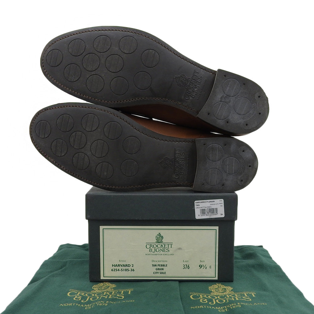 Crockett&Jones クロケット＆ジョーンズ 376ラスト TAN PEBBLE GRAIN CITY SOLE HARVARD2 コインローファー メンズ ブラウン 9 1/2 E シューズ