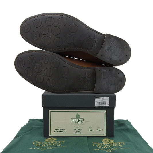 Crockett&Jones クロケット＆ジョーンズ 376ラスト TAN PEBBLE GRAIN CITY SOLE HARVARD2 コインローファー メンズ ブラウン 9 1/2 E シューズ