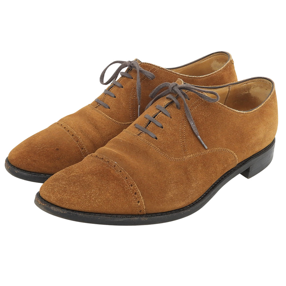 RENDO レンド ブローグ ストレートチップ シューズ メンズ スエード キャメル 7702D シューズ