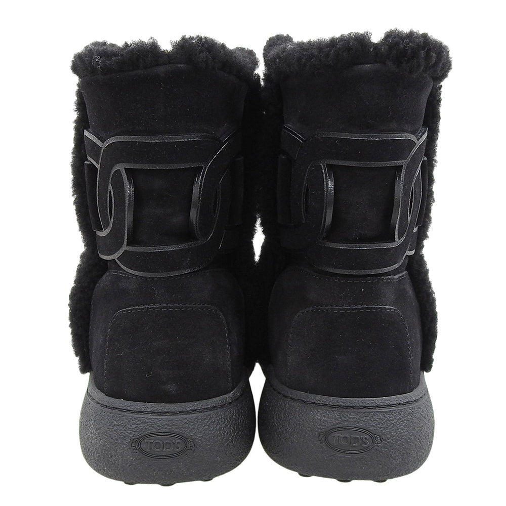 TOD'S Tod’s Excellent condition KATE rubber pebble sole chain-detail shearling ankle boots Suede Black 37 XXW09J0HQ60I0XB999 Shoes