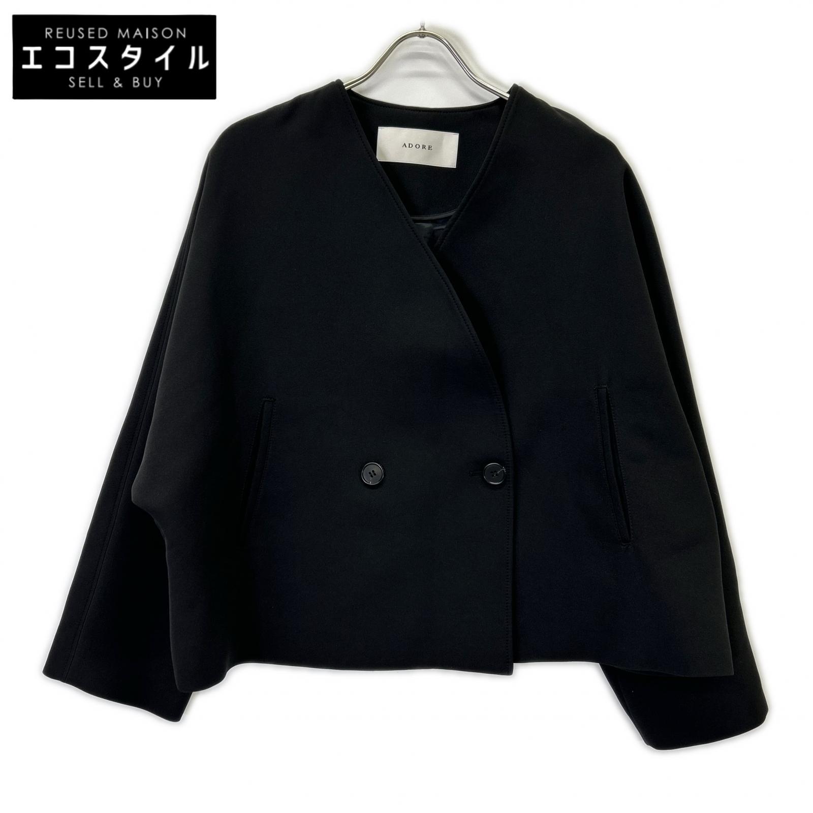 ADORE アドーア 25年製 531-6150007 ブラック ポリエステル ドルマンスリーブ マトラッセトリプルクロスノーカラージャケット ジャケット