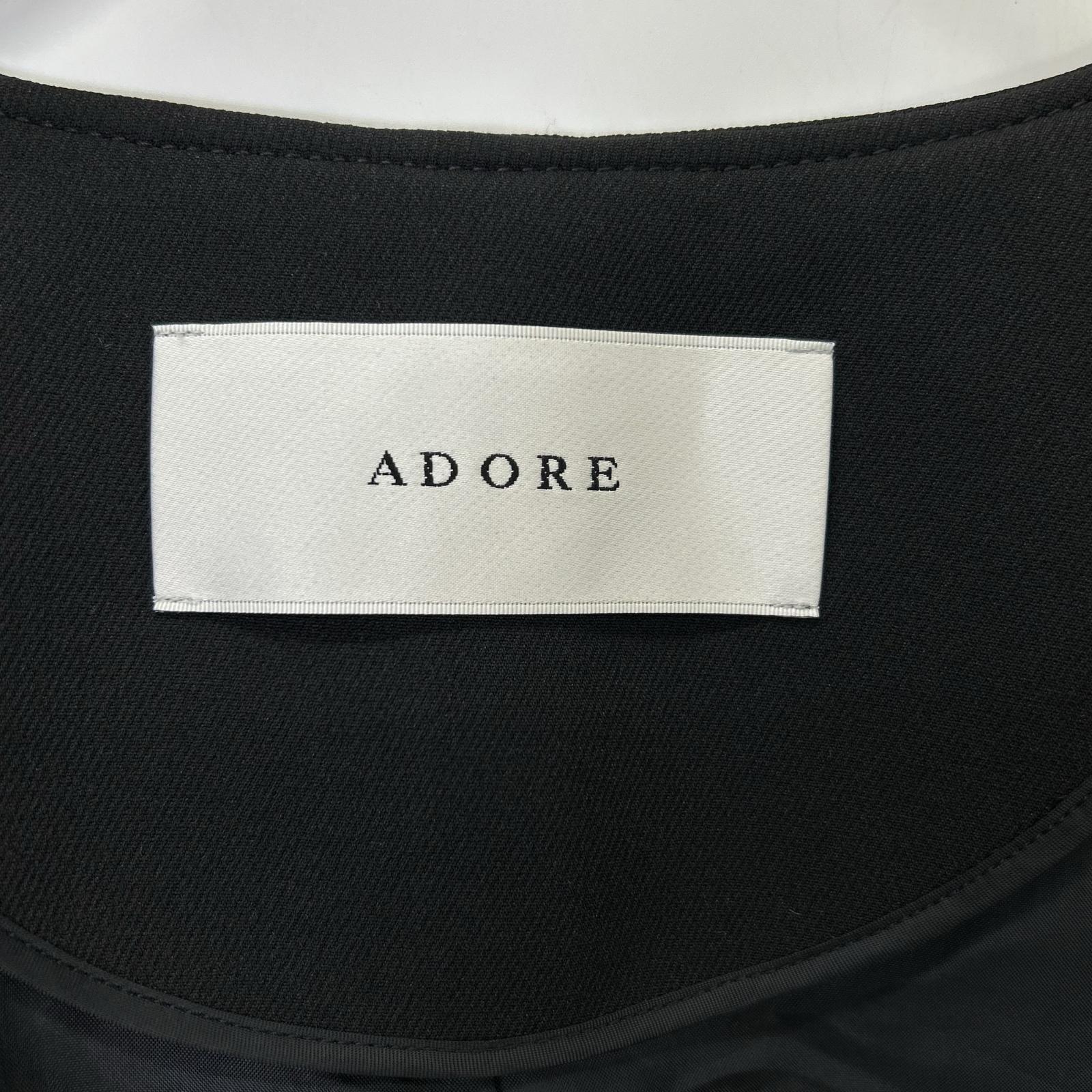 ADORE アドーア 25年製 531-6150007 ブラック ポリエステル ドルマンスリーブ マトラッセトリプルクロスノーカラージャケット ジャケット