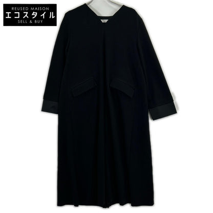 25年製 531-5240008 ﾌﾞﾗｯｸ ｳｰﾙ混 ﾜﾝﾋﾟｰｽ ｽﾄﾚｯﾁﾎﾟﾝﾁﾜﾝﾋﾟｰｽ ワンピース 38 レディース