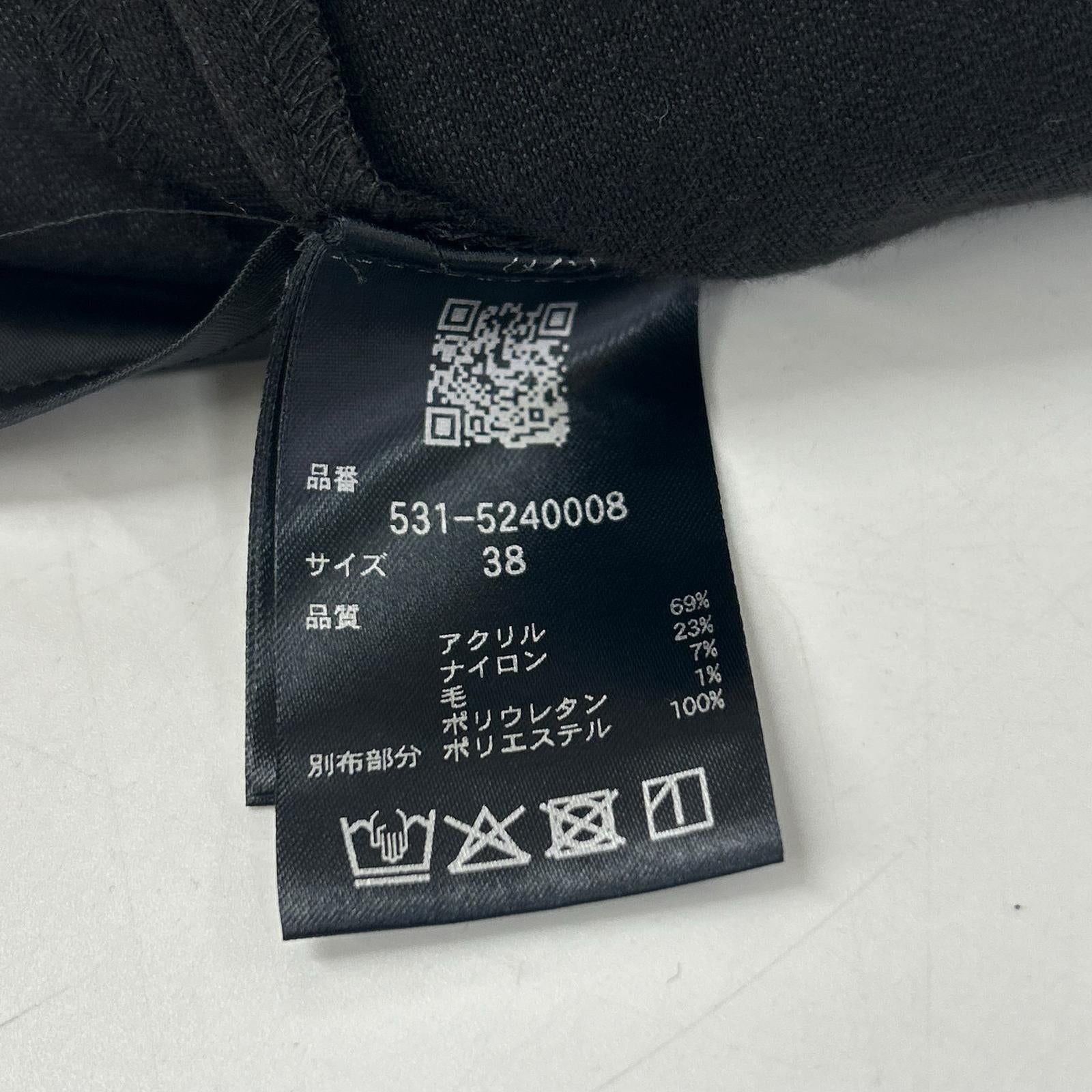 25年製 531-5240008 ﾌﾞﾗｯｸ ｳｰﾙ混 ﾜﾝﾋﾟｰｽ ｽﾄﾚｯﾁﾎﾟﾝﾁﾜﾝﾋﾟｰｽ ワンピース 38 レディース