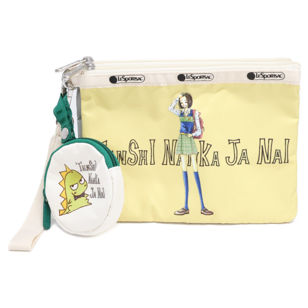 LESPORTSAC レスポートサック 【美品】1170HE81 りぼん70周年記念 天使なんかじゃない WRISTLET POUCH W/CHARM リストレット付 ナイロン ポーチ 3点セット ポーチ