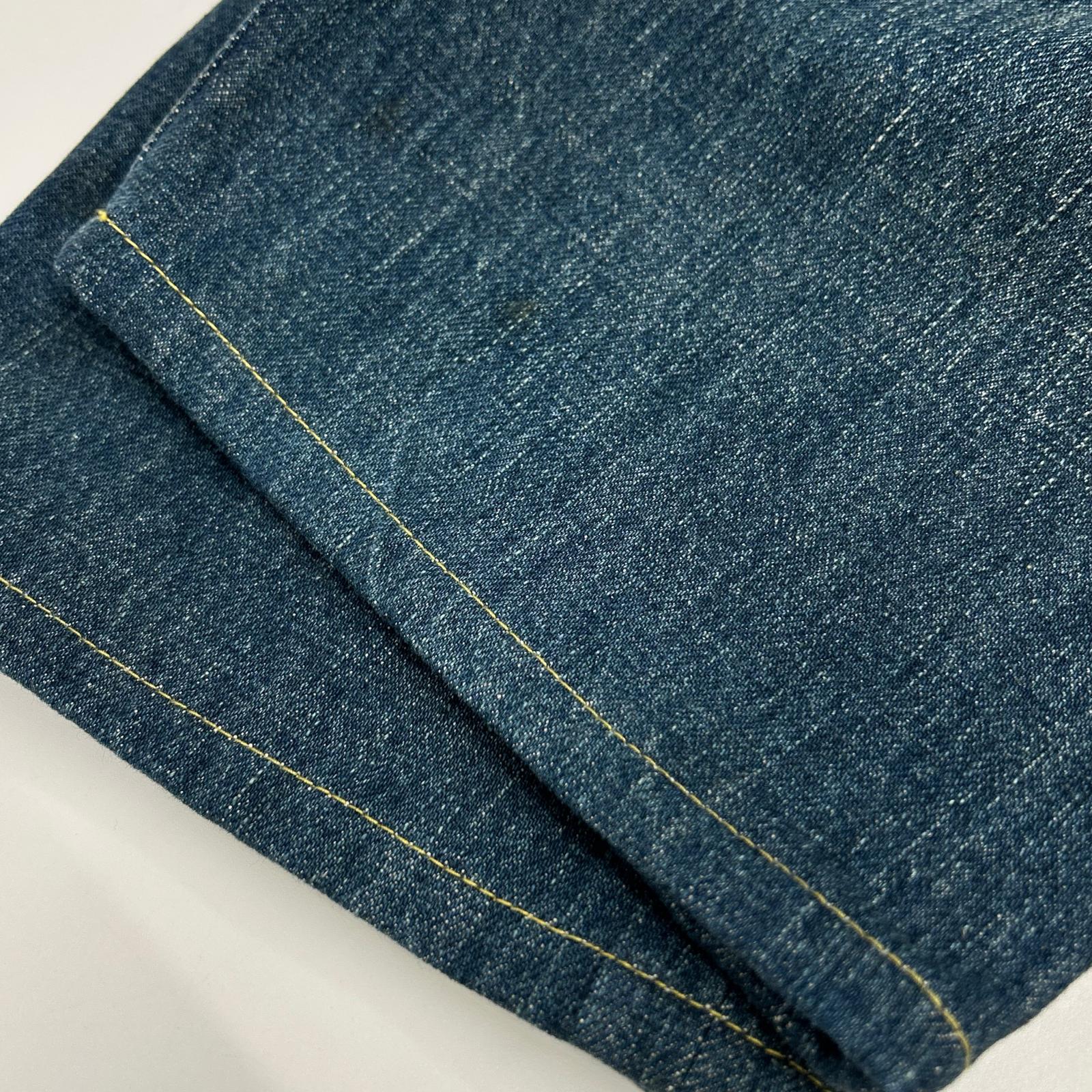 LOUIS VUITTON ルイヴィトン インディゴ LVロゴ刺繍 モノグラムレザーパッチ ジップフライデニムパンツ ボトムス