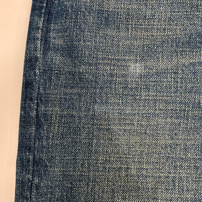 LOUIS VUITTON ルイヴィトン インディゴ LVロゴ刺繍 モノグラムレザーパッチ ジップフライデニムパンツ ボトムス