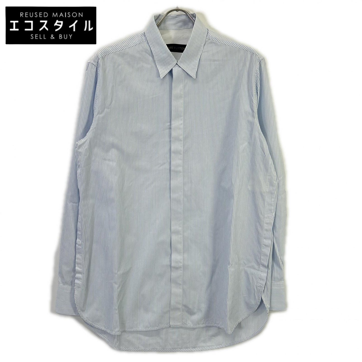 LOUIS VUITTON ルイヴィトン RM172 DOH HDS80W 17AW ライトブルー コットン ストライプ長袖シャツ トップス