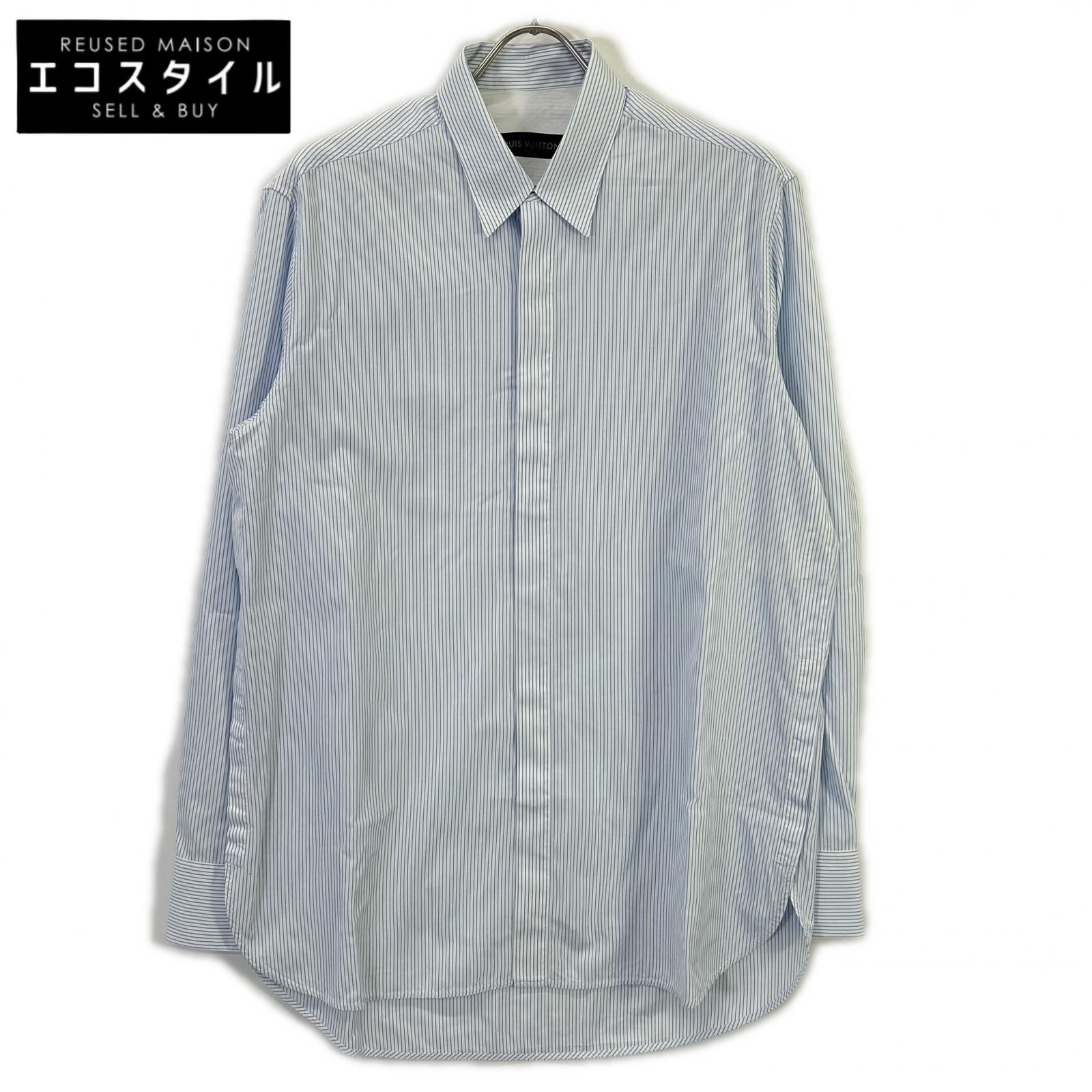 LOUIS VUITTON ルイヴィトン RM172 DOH HDS80W 17AW ライトブルー コットン ストライプ長袖シャツ トップス