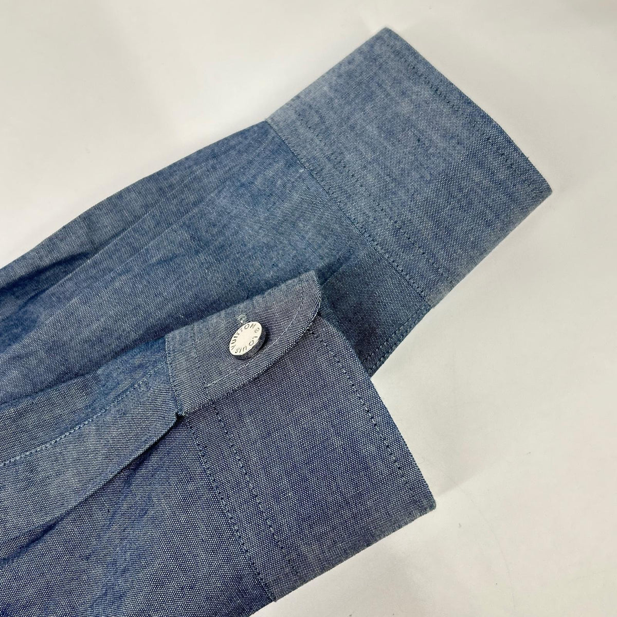 LOUIS VUITTON RM162 DKX HAS87W 16AW Blue Cotton Wool Silver Button Back Print Long Sleeve Shirt Tops