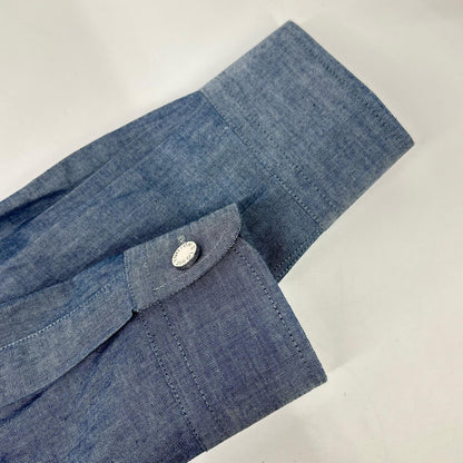 LOUIS VUITTON RM162 DKX HAS87W 16AW Blue Cotton Wool Silver Button Back Print Long Sleeve Shirt Tops