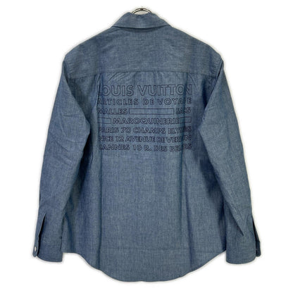 LOUIS VUITTON RM162 DKX HAS87W 16AW Blue Cotton Wool Silver Button Back Print Long Sleeve Shirt Tops