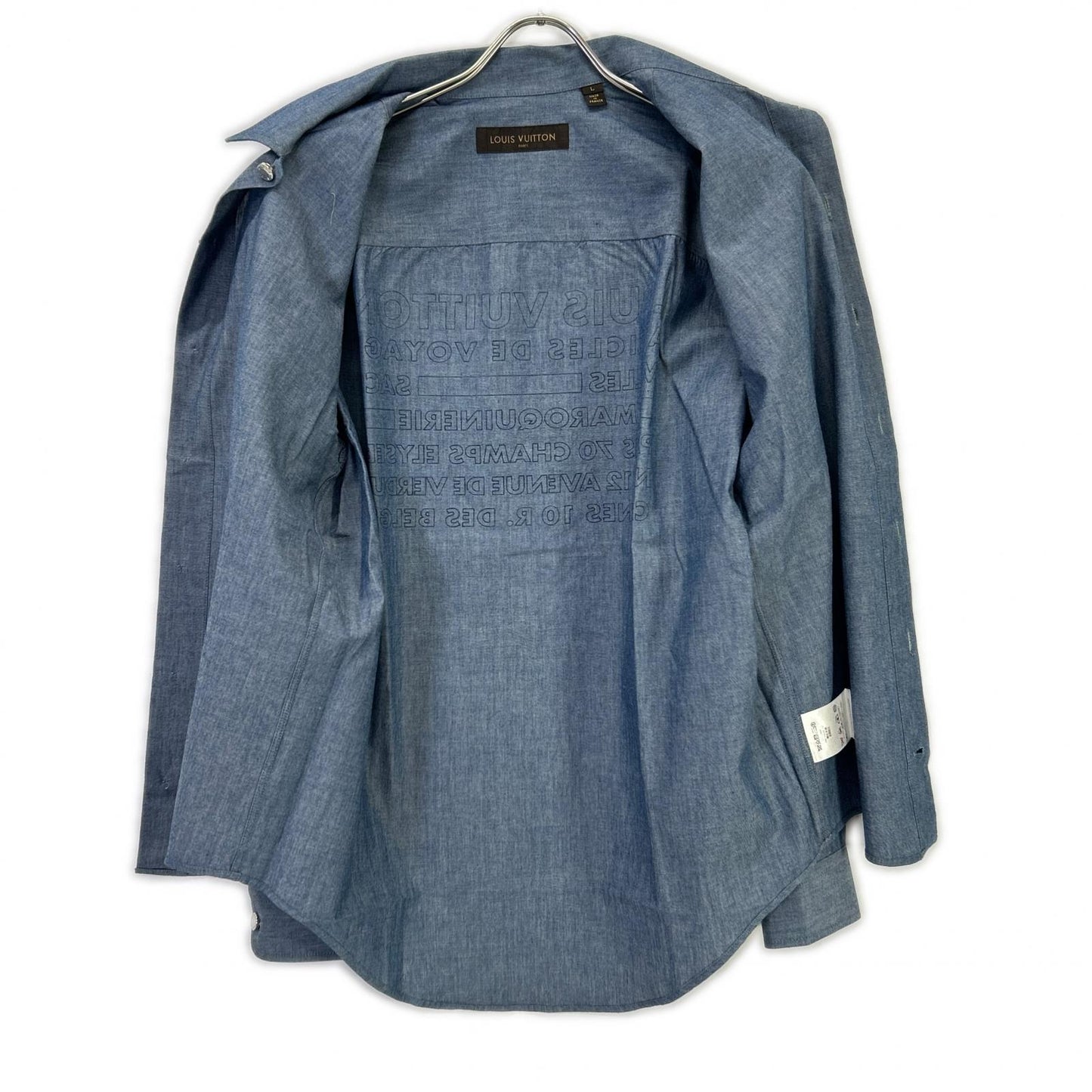 LOUIS VUITTON RM162 DKX HAS87W 16AW Blue Cotton Wool Silver Button Back Print Long Sleeve Shirt Tops