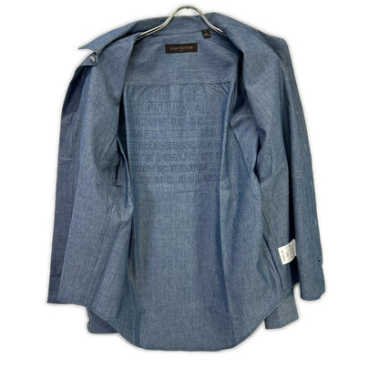 LOUIS VUITTON RM162 DKX HAS87W 16AW Blue Cotton Wool Silver Button Back Print Long Sleeve Shirt Tops