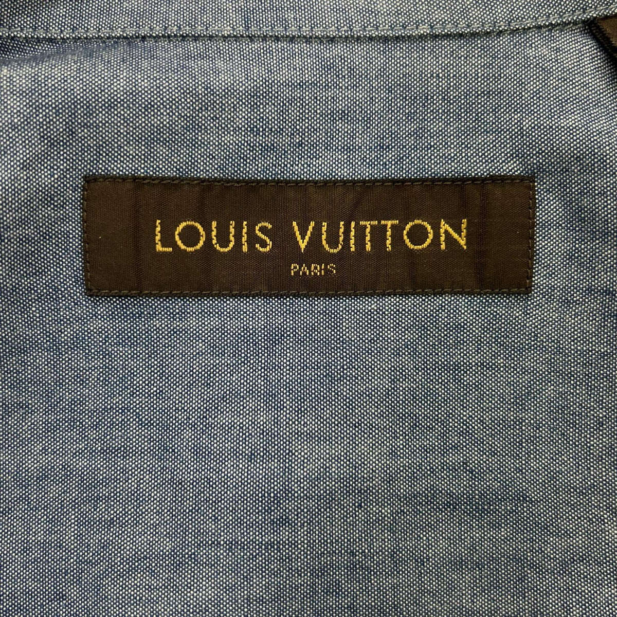 LOUIS VUITTON RM162 DKX HAS87W 16AW Blue Cotton Wool Silver Button Back Print Long Sleeve Shirt Tops