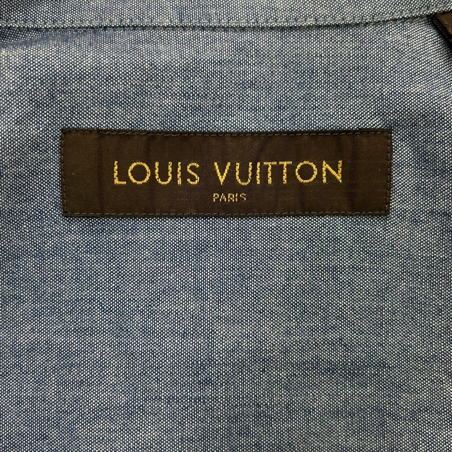 LOUIS VUITTON RM162 DKX HAS87W 16AW Blue Cotton Wool Silver Button Back Print Long Sleeve Shirt Tops