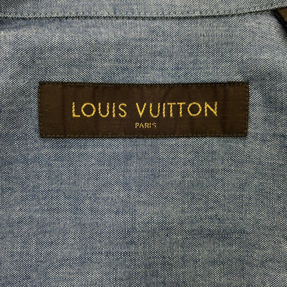 LOUIS VUITTON RM162 DKX HAS87W 16AW Blue Cotton Wool Silver Button Back Print Long Sleeve Shirt Tops