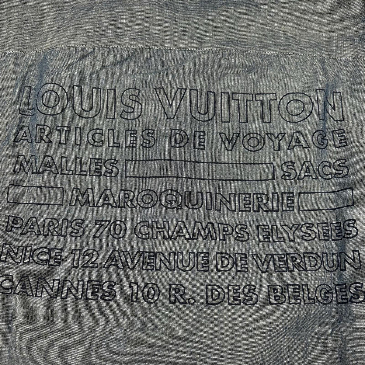 LOUIS VUITTON RM162 DKX HAS87W 16AW Blue Cotton Wool Silver Button Back Print Long Sleeve Shirt Tops