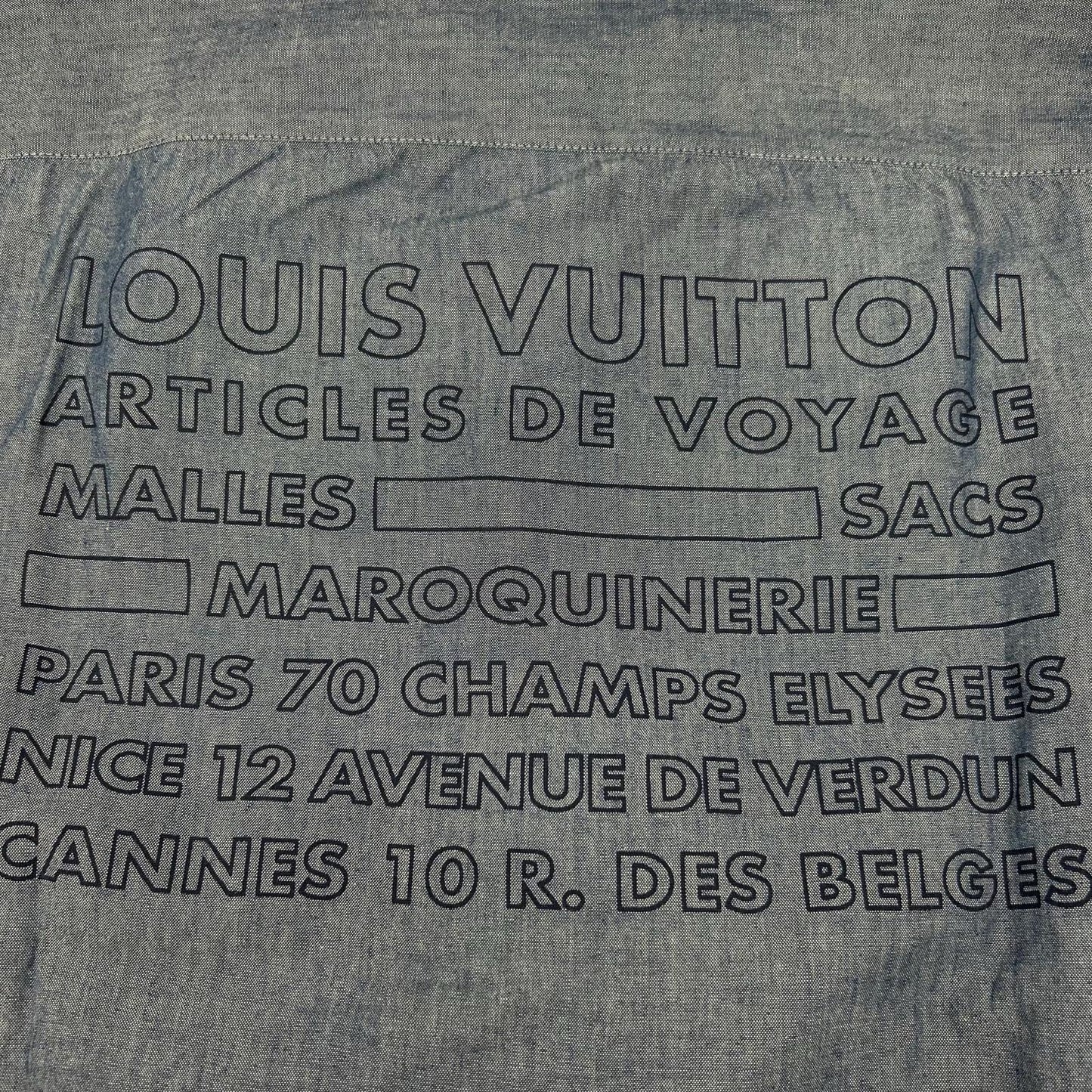 LOUIS VUITTON RM162 DKX HAS87W 16AW Blue Cotton Wool Silver Button Back Print Long Sleeve Shirt Tops
