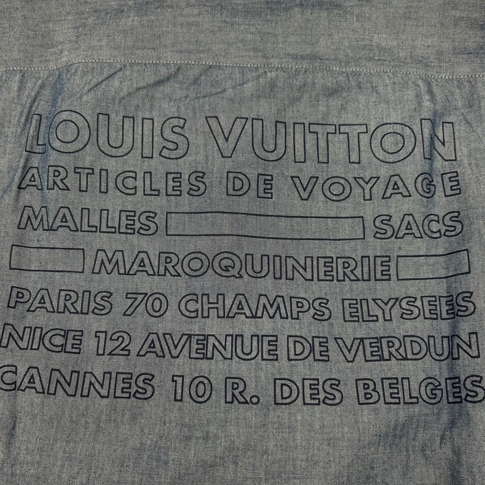 LOUIS VUITTON RM162 DKX HAS87W 16AW Blue Cotton Wool Silver Button Back Print Long Sleeve Shirt Tops