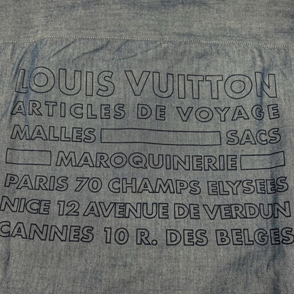 LOUIS VUITTON RM162 DKX HAS87W 16AW Blue Cotton Wool Silver Button Back Print Long Sleeve Shirt Tops