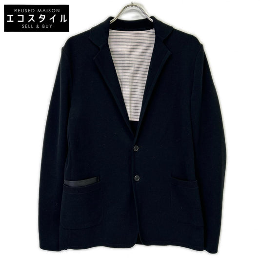 LOUIS VUITTON RM141M H5KN50MS7 Black Cotton Leather Pocket Single-Breasted Tailored Jacket