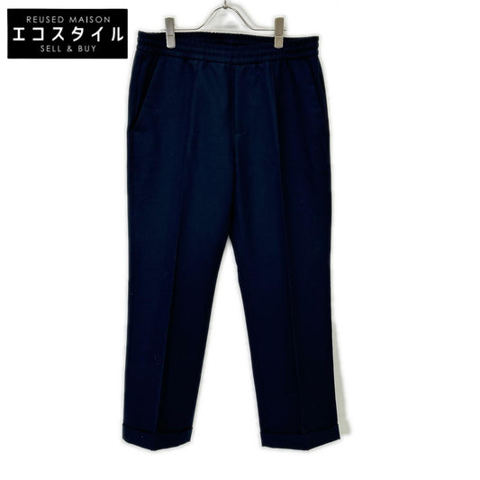 MONCLER モンクレール 19年製 ネイビー ウール PANTALONE SPORTIVO ロールアップスラックスパンツ ボトムス