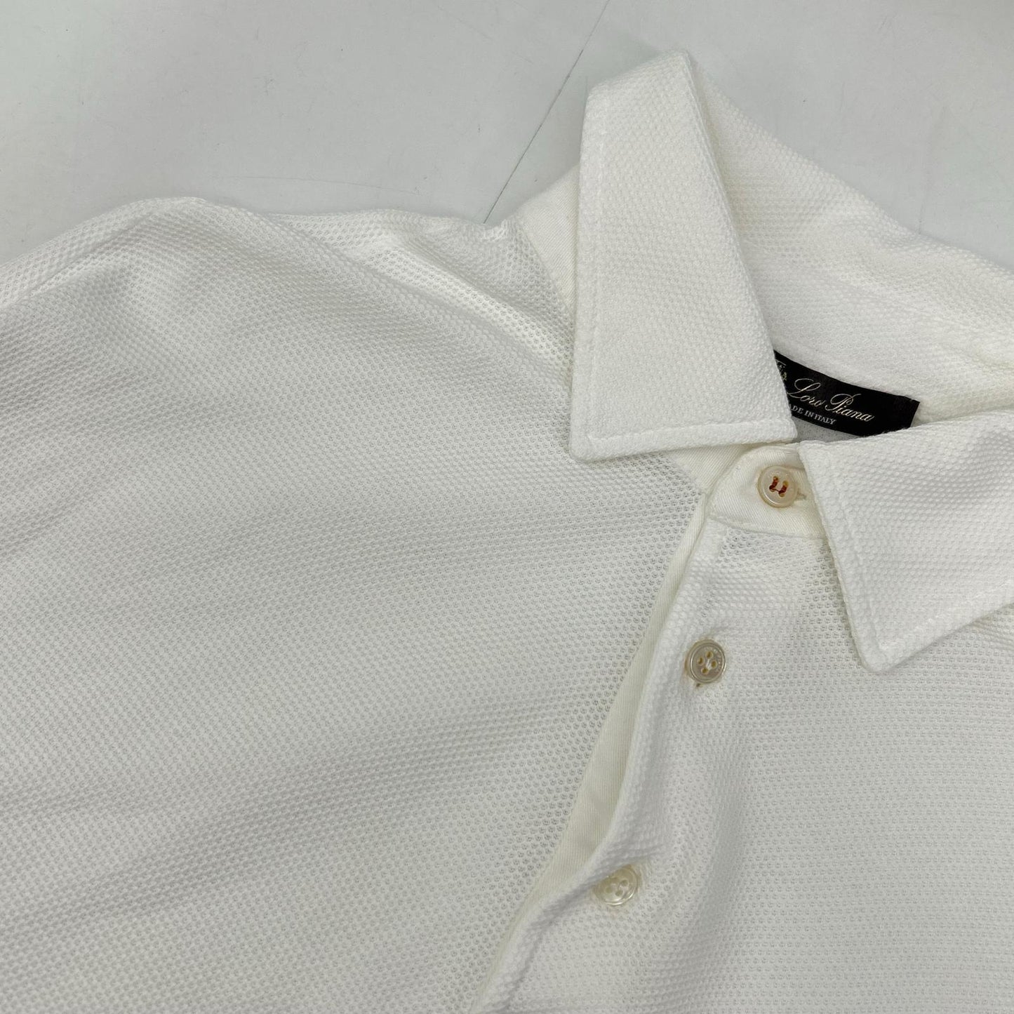 Loro Piana ロロピアーナ FAI1311 オプティカルホワイト プルオーバー長袖ポロシャツ トップス