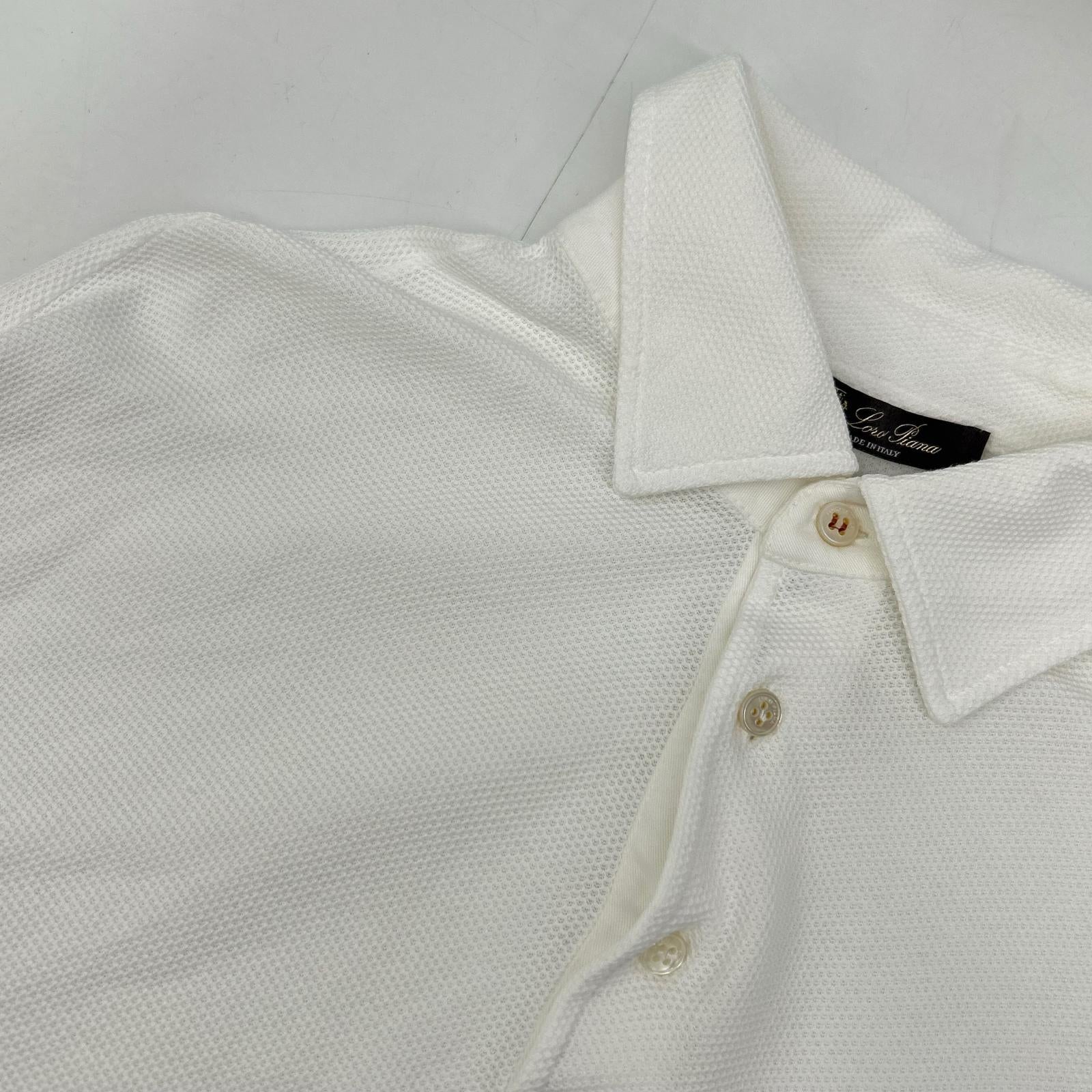 Loro Piana ロロピアーナ FAI1311 オプティカルホワイト プルオーバー長袖ポロシャツ トップス