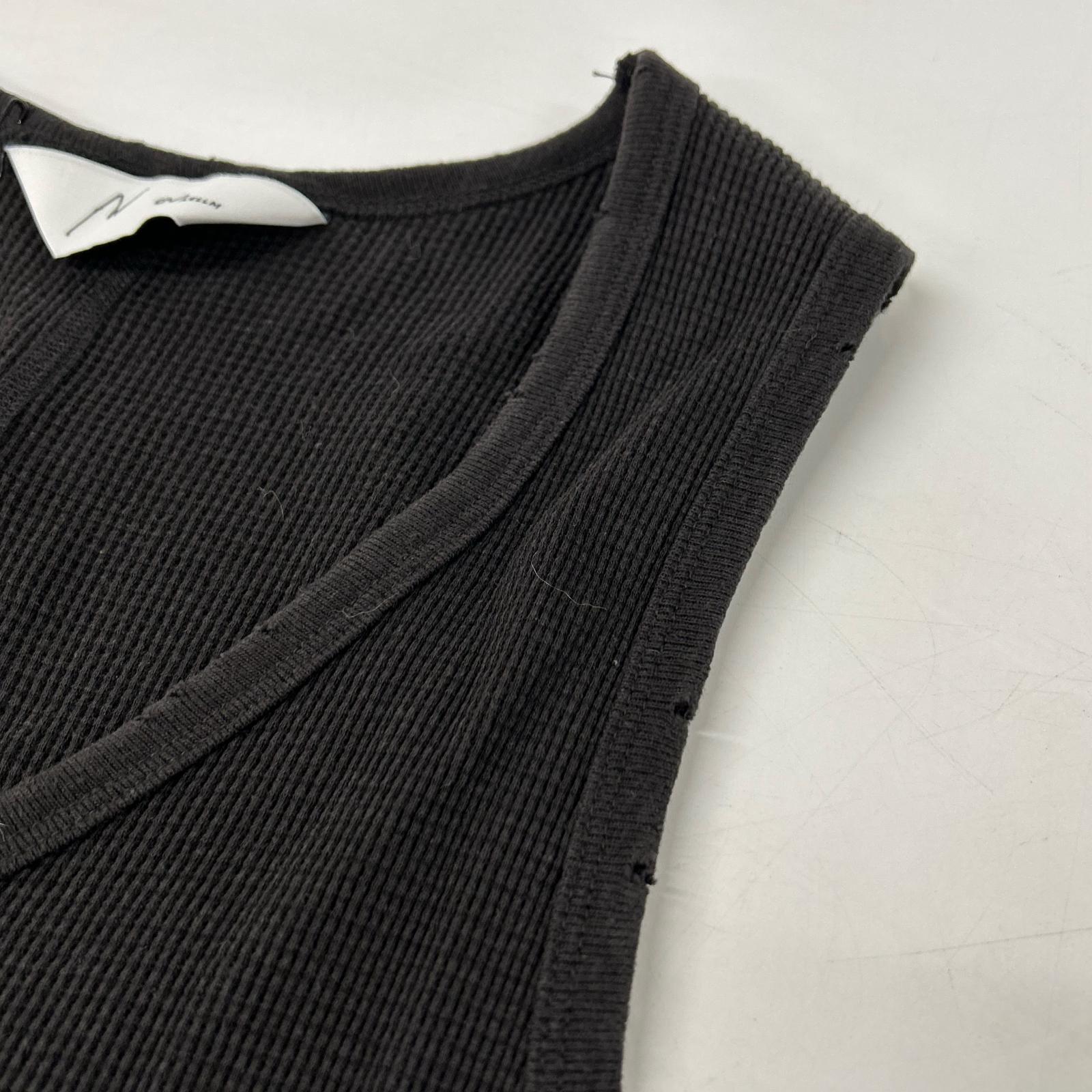 ANCELLM アンセルム 26SS ANC-STD-CT04 ブラック DAMAGE WAFFLE TANK トップス